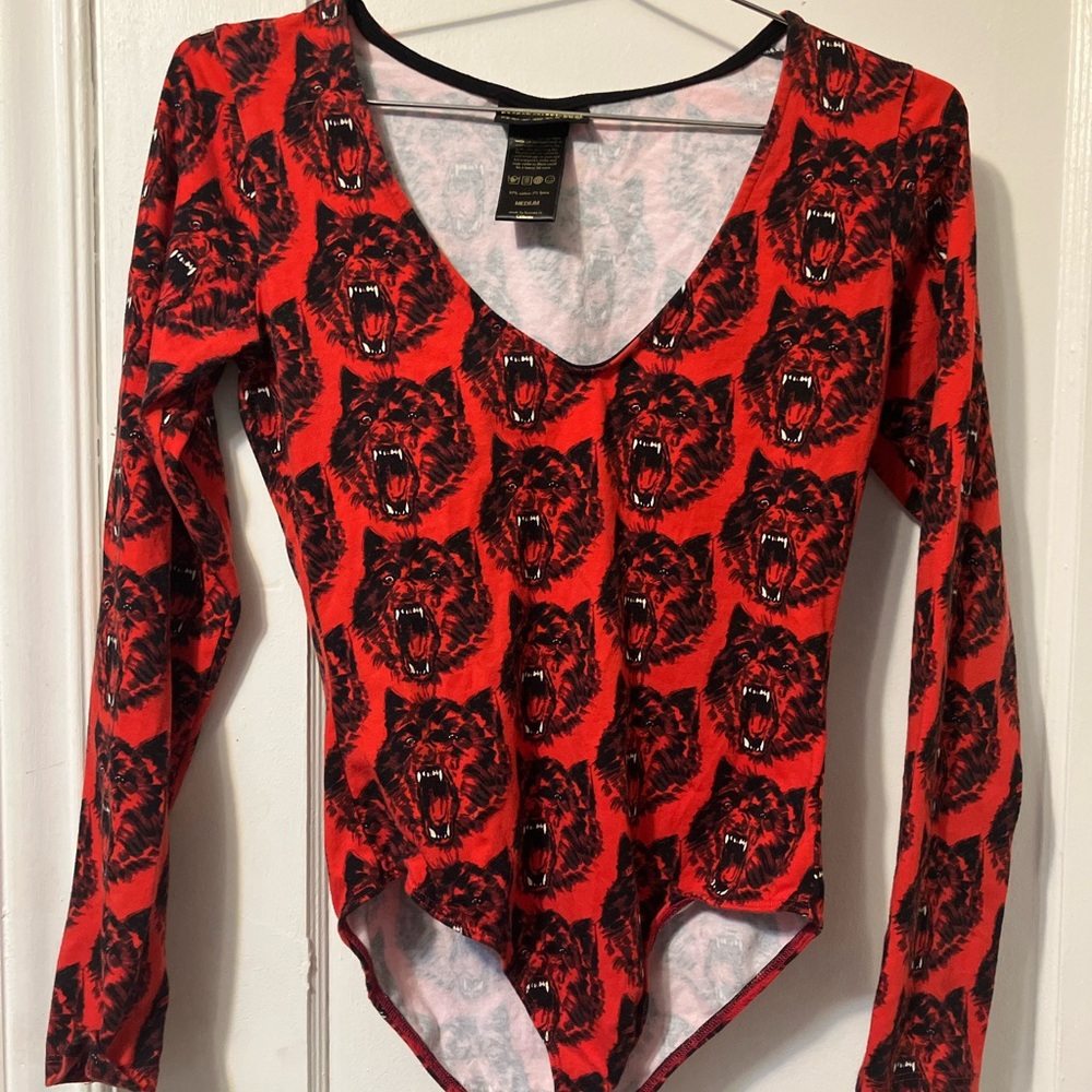Nooworks Red Bear Print Bodysuit